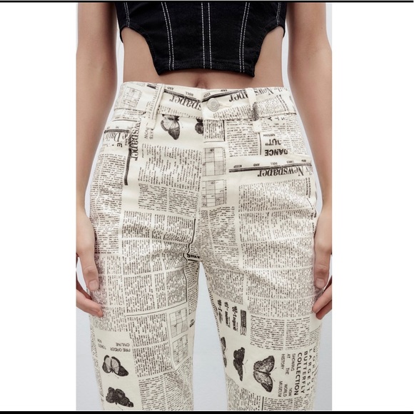 Zara | Pants & Jumpsuits | Zara Newspaper Pants | Poshmark